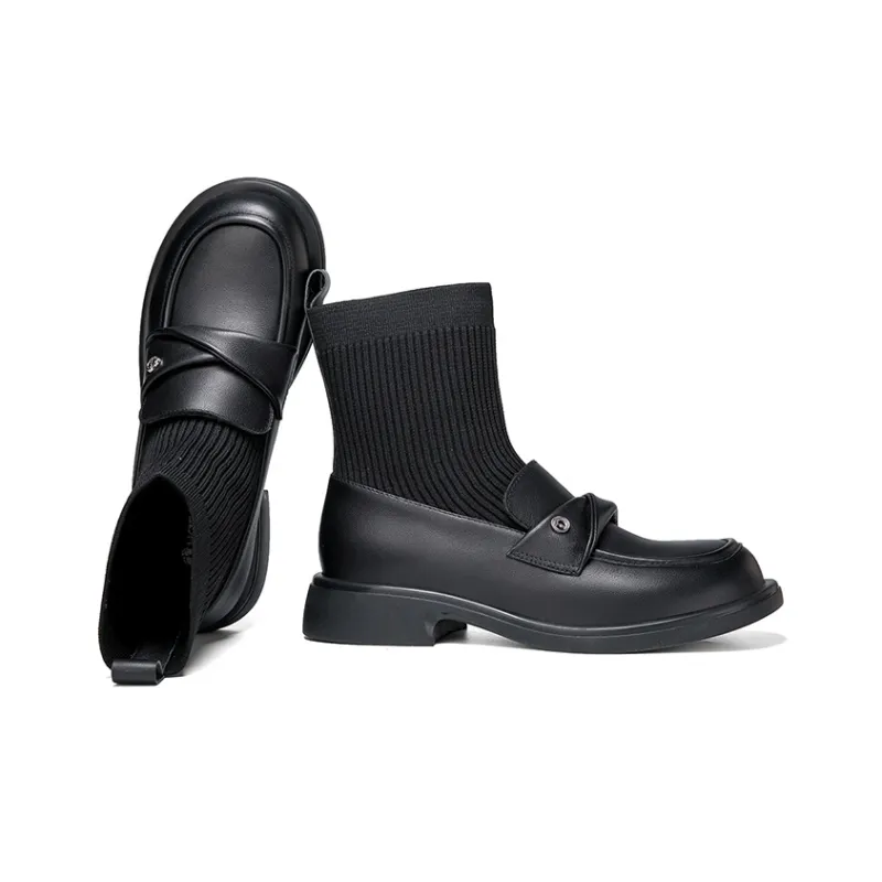 HANG TEN Ankle Boots Women's Black/Beige-4