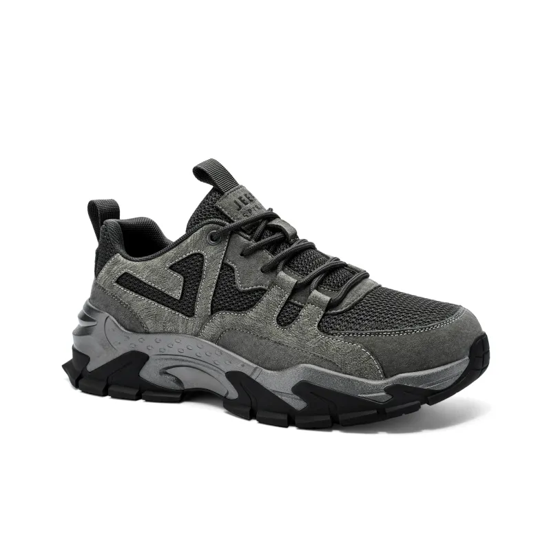 JEEP SPIRIT Slip Resistant Breathable Low Top Chunky Sneakers Men's Ancient City Gray-2