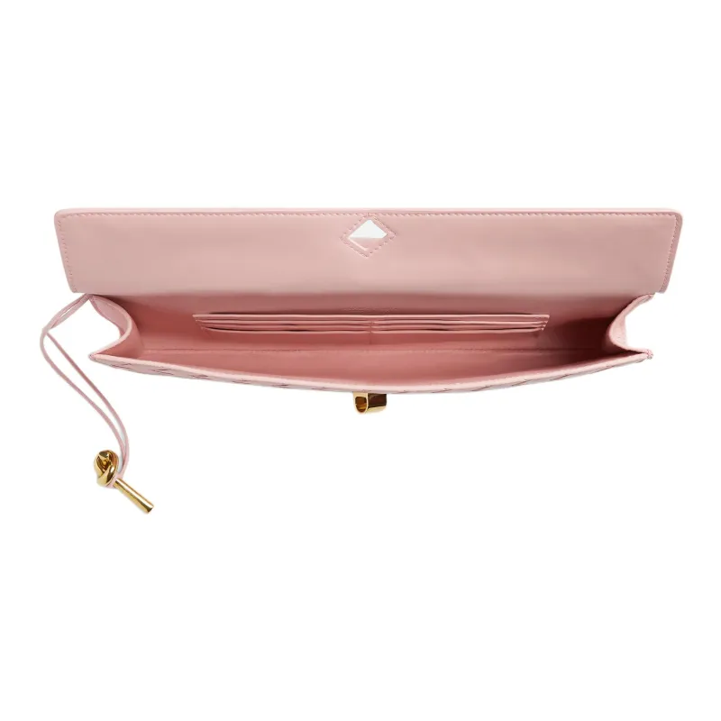 Bottega Veneta Andiamo Series Sheepskin Clutch Women's Pink-3