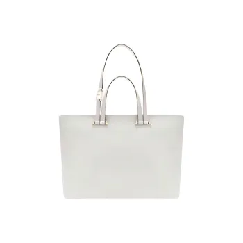 Furla Cow Leather Tote Bag Shopping Bag Shoulder Bag Handbag Large Size Women's White