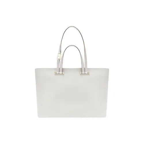 Furla Cow Leather Tote Bag Shopping Bag Shoulder Bag Handbag Large Size Women's White
