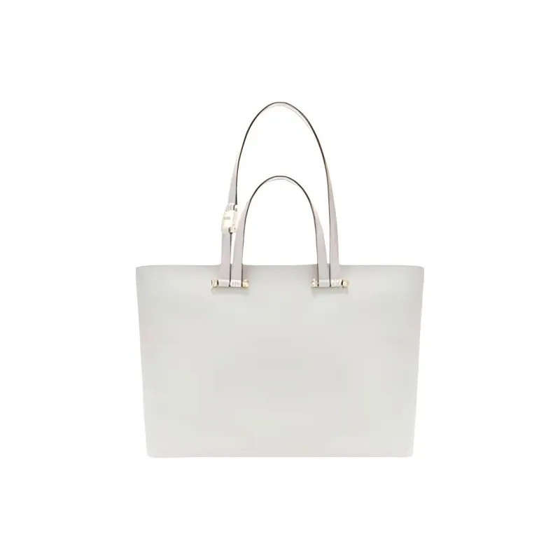 Furla Cow Leather Tote Bag Shopping Bag Shoulder Bag Handbag Large Size Women's White-0