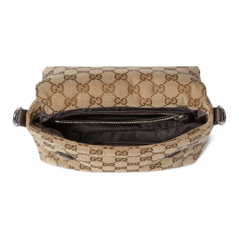 GUCCI Canvas Canvas Bag Shoulder Bag Crossbody Bag Handbag Small Size Men's Beige & Dark Brown-5
