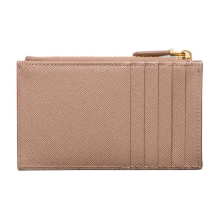 PRADA Cow Leather Card Holder Women's Nude Pink-2