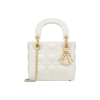 DIOR Lady Dior Sheepskin Lady Dior Bag, One Shoulder Handbag Mini Women's Milk White