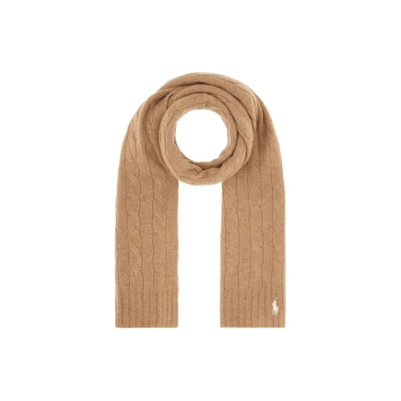 Polo Ralph Lauren Logo Embroidered Cable Knitted Scarf-2