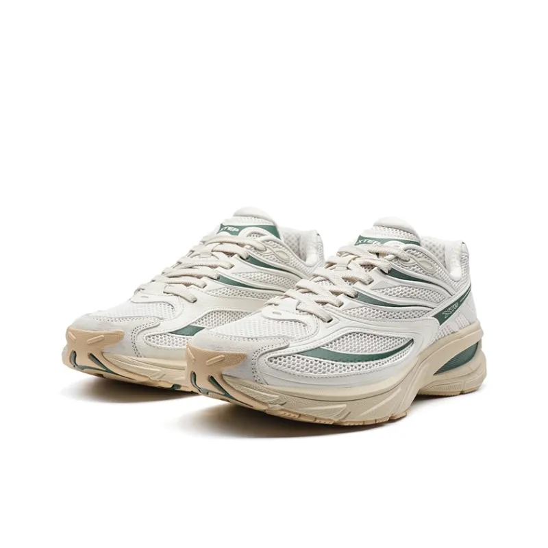 XTEP Small Basque 2nd Generation Casual Shoes Men Low Top White Sand Gray/Forest Green-2