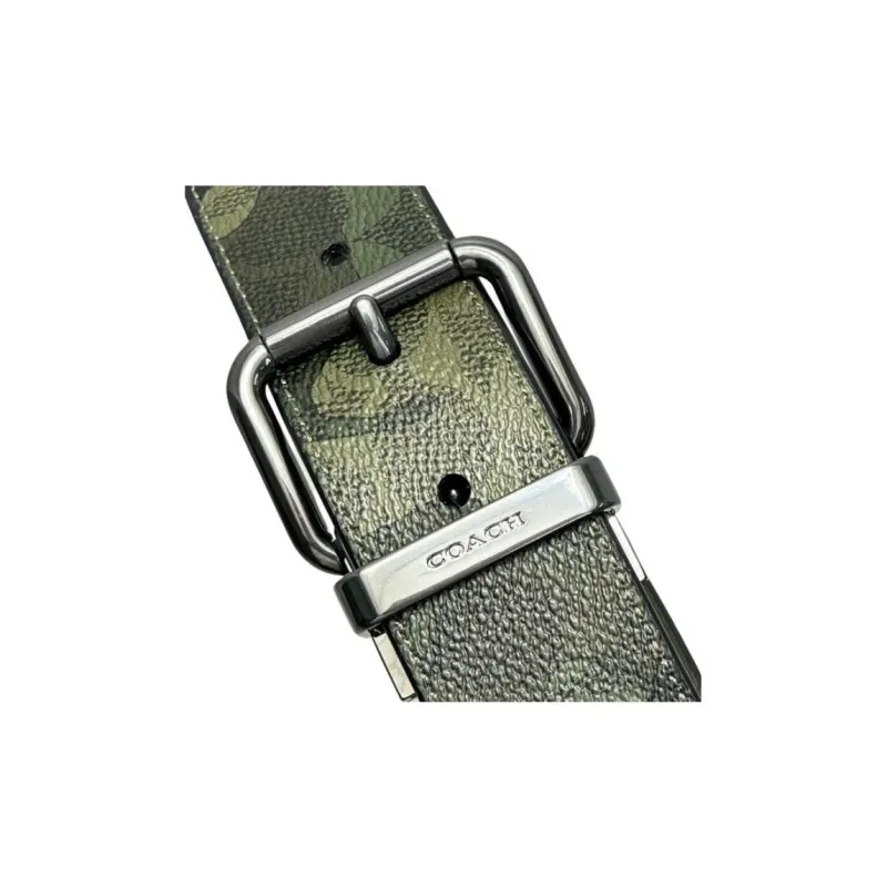 COACH Canvas, Calfskin Leather Belts Unisex Green Width 3.8cm-3
