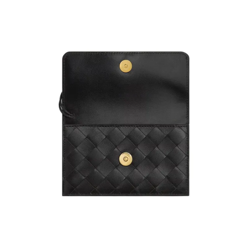 Bottega Veneta Andiamo Series Lambskin Card Holder Women's Black-3