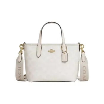 COACH City Coated Canvas Tote Bag Shopping Bag Shoulder Bag Crossbody Bag Handbag Mini Women's White
