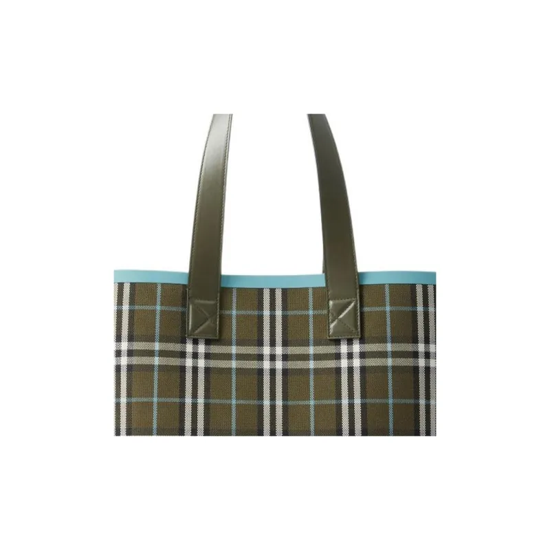 Burberry Cotton And Canvas Bag, Tote Bag, Shopping Bag, Shoulder Bag Regular Small Size Women's Olive Green-3