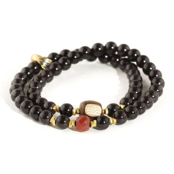 Three Treasures Coconut Shell Beads Double Circle Beaded Bracelet Unisex