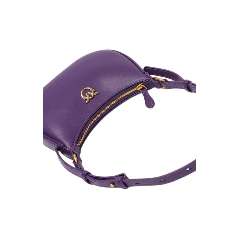 PINKO Half Moon Series Leather Crossbody Bag Shoulder Bag Women's Purple-5