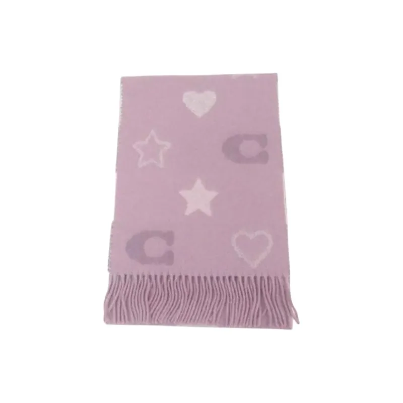 COACH Wool Knit Scarves Unisex Purple-1