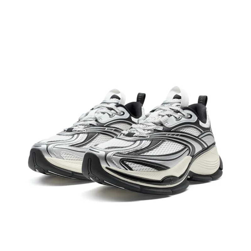 XTEP Basque 2 Abrasion Resistant Lightweight Rebound Low Top Casual Shoes Men's White Black Gray-2