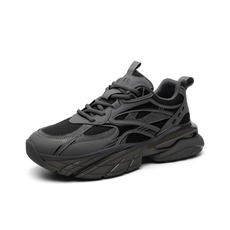 JEEP SPIRIT Cushioned Slip-Resistant Abrasion-Resistant Breathable Low-Top Chunky Sneakers Men's Volcanic Gray-2