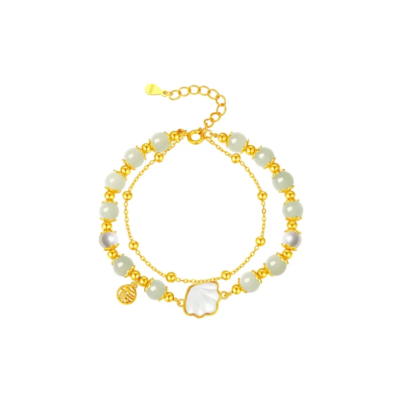 CHOW TAI KING Hetian Jade Bracelets Pale Greenish White Jade Women's-0