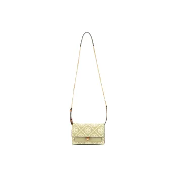 TORY BURCH T Monogram Embossed Leather Shoulder Bag Crossbody Bag Wallet Women's Olive Green