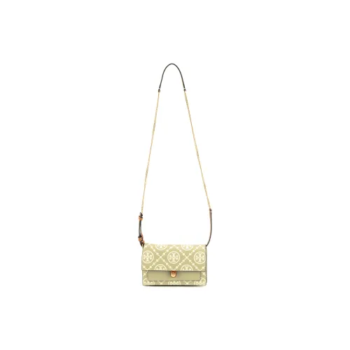 TORY BURCH T Monogram Embossed Leather Shoulder Bag Crossbody Bag Wallet Women's Olive Green