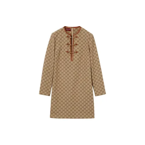 GUCCI Monogrammed Long Sleeve Mini Dress