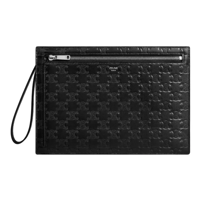 CELINE Calfskin Clutch Men's Black-0
