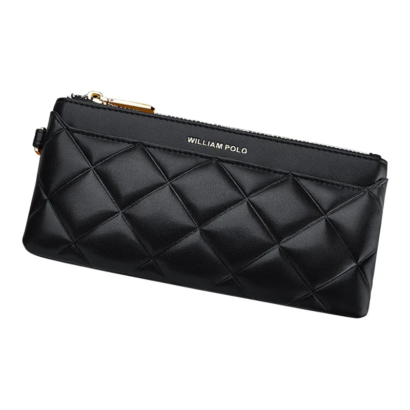 WilliamPOLO PU 6.5 Inches Cell Phone Pouch With Zip Closure Large Capacity Coin Purse Wallet Regular Women's Multicolor-8