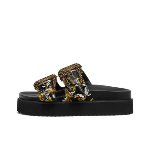 VERSACE JEANS COUTURE Slide Slippers Women's Black Gold