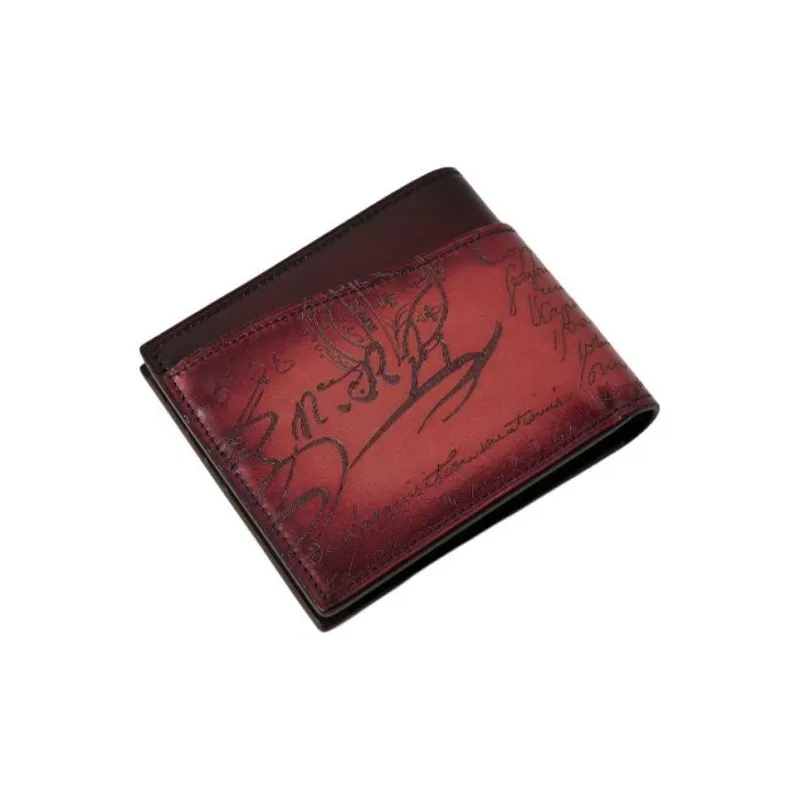 BERLUTI Calfskin Wallet Men's Burgundy Color-1