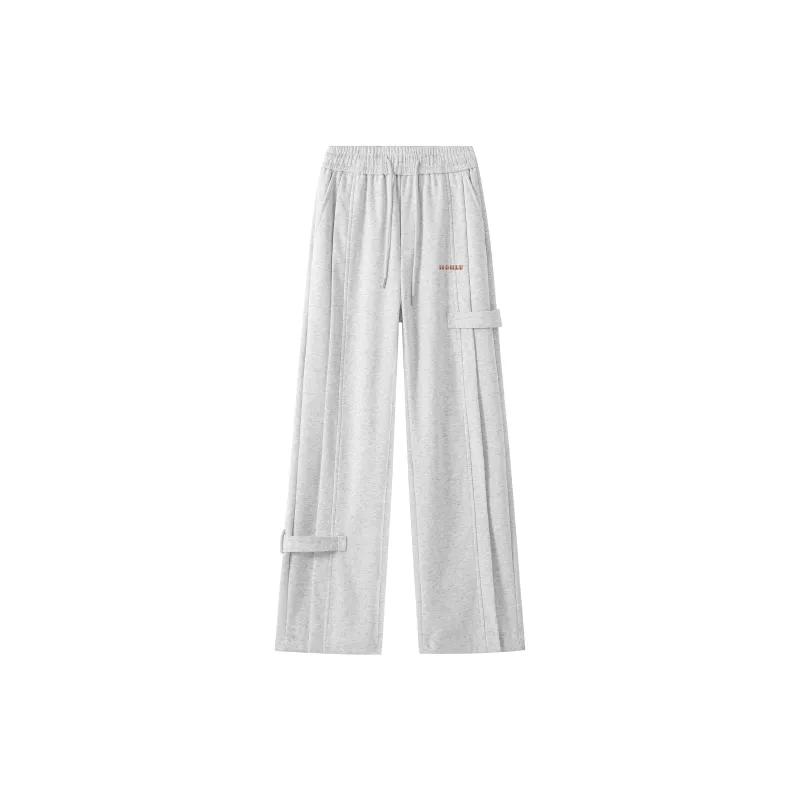 HOKLV Knitted Sports Pants Unisex White Heather Gray-12
