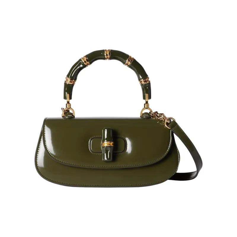 GUCCI Leather Shoulder Bag, Crossbody Bag, Handbag Small Size Women's Green-0