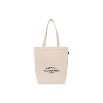 NATIONAL GEOGRAPHIC Cotton Tote Bag Shopping Bag Handbag Shoulder Bag Women's Ivory White