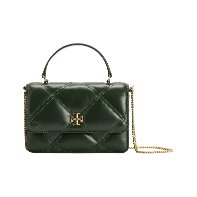 TORY BURCH Kira Nappa Leather Wallet, Shoulder Bag, Crossbody Bag, Handbag Mini Women's Basil Green-0
