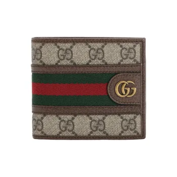 GUCCI Ophidia Canvas With Leather Wallet Men's Ebony/Brown