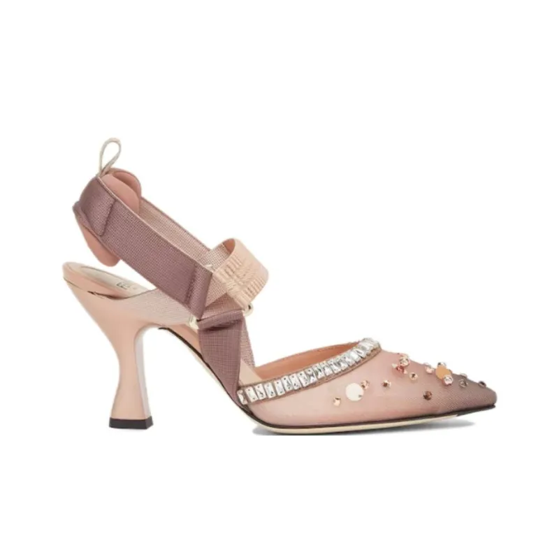 FENDI Colibrì Irregular Heel High Heels 8.5cm Women's Pink-1