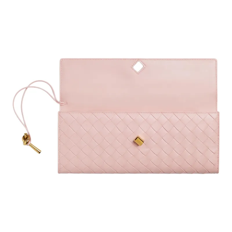 Bottega Veneta Andiamo Series Sheepskin Clutch Women's Pink-2