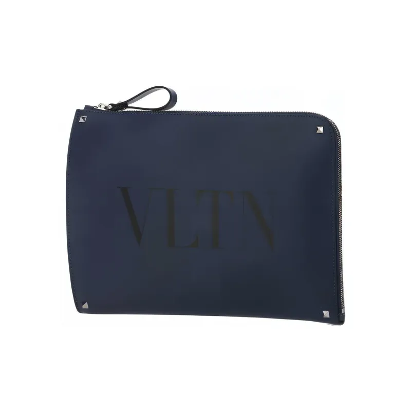 Valentino Cow Leather Makeup Bags Clutches Regular Men's Blue-1