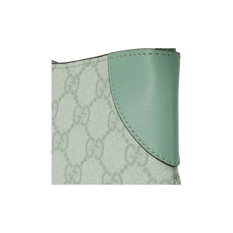 GUCCI GG Emblem Coated Fabric With Leather Binding Shoulder Bag Extra Mini Women's Gray Green-5