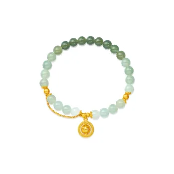 ME LUXE Elastic String Bracelet Adjustable New Chinese Style Fashion Pale Greenish White Jade Women's