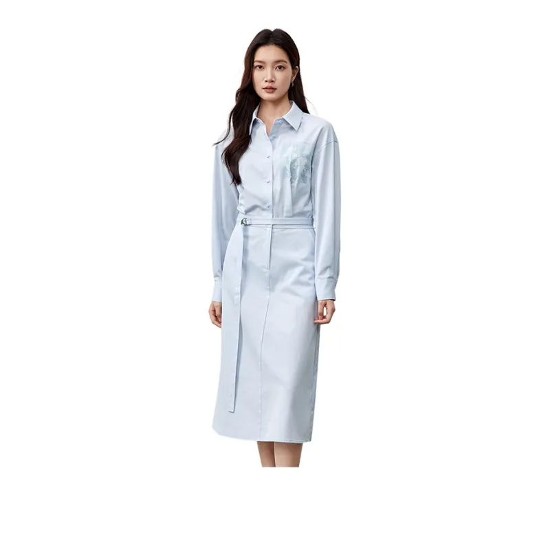 SENTUBILA Long-Sleeved Dresses Women's Light Aqua Blue-2