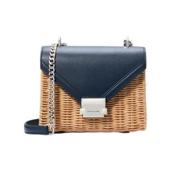 MICHAEL KORS Whitney Wicker Shoulder Bag Small Size Women's Marine Blue