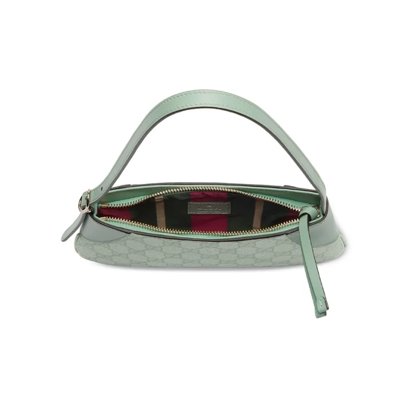 GUCCI GG Emblem Coated Fabric With Leather Binding Shoulder Bag Extra Mini Women's Gray Green-4