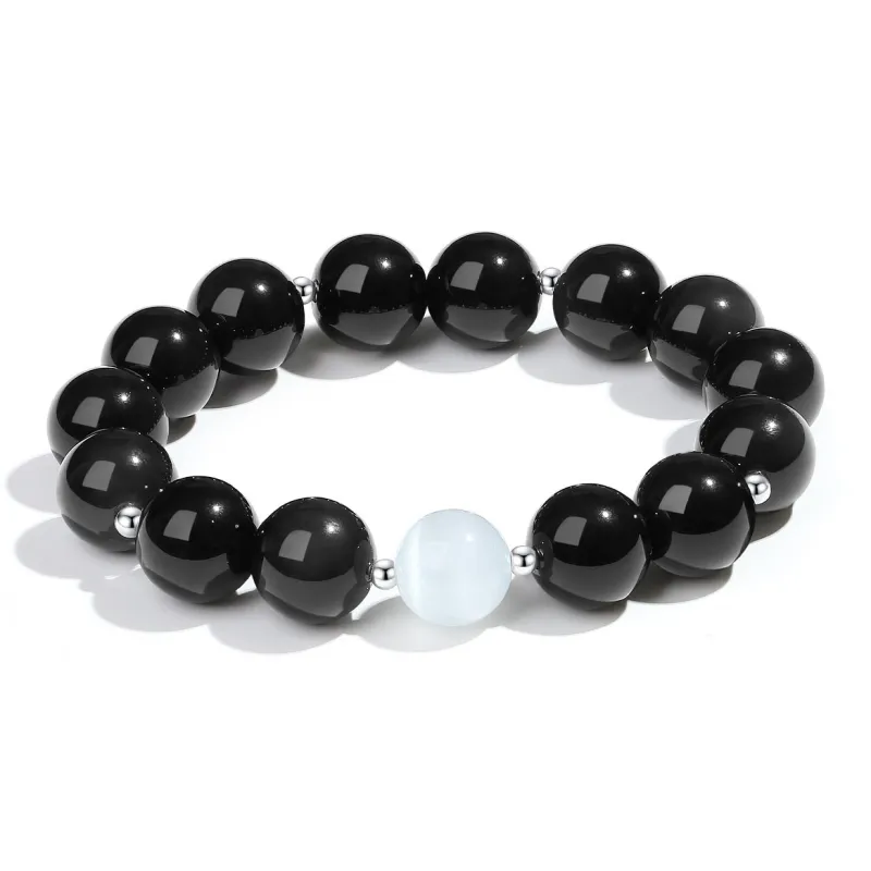 PUTUOSHANWENCHUANG Obsidian Bracelets Unisex-1