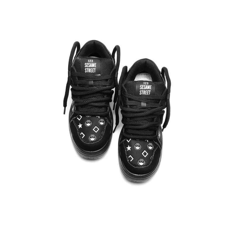 SESAME STREET Skateboard Shoes Unisex Low Top White-18