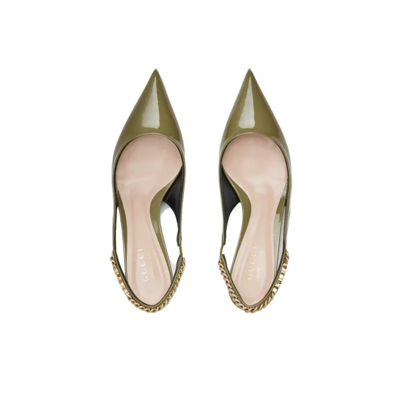 GUCCI Signoria Slim Heel High Heels Women's Green-2