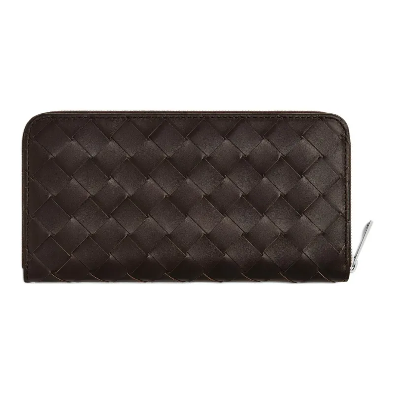 Bottega Veneta Intrecciato Calfskin Wallet Men's Dark Brown With Matcha-1