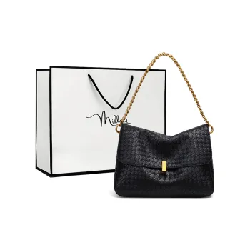 MILLIE'S Cow Leather Tote Crossbody Bag, Shoulder Bag, Chain Shoulder Bag Regular Women's Black