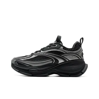 XTEP Basque 2 Wear Resistant Lightweight Height Increasing Low Top Casual Shoes Women's Black Space Silver