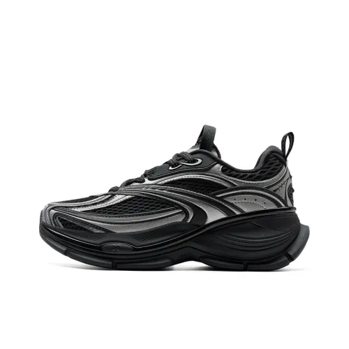 XTEP Basque 2 Wear-Resistant Lightweight Height Increasing Low-Top Casual Shoes Women's Black Space Silver