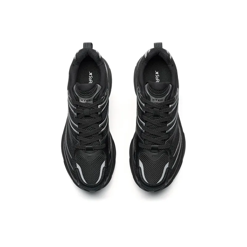XTEP Small Basque 2nd Generation Wear-Resistant Lightweight Height Increasing Low-Top Casual Shoes Men's Black-3
