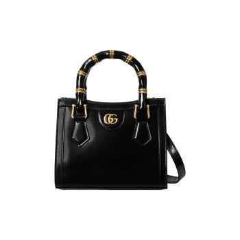 GUCCI Diana Leather Tote Bag Shopping Bag Shoulder Bag Crossbody Bag Handbag Mini Women's Black